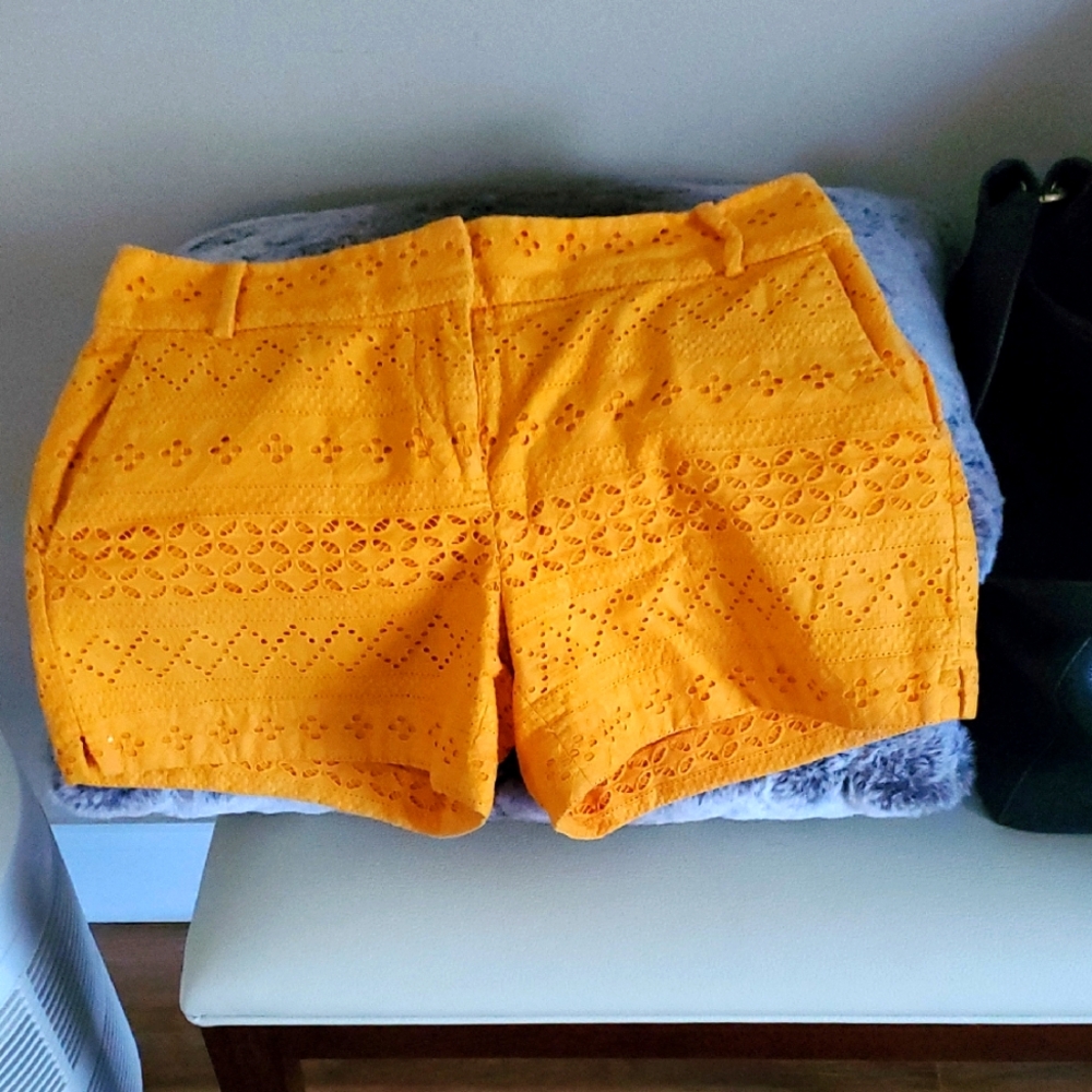 Women's Loft Yellow Eyelet Shorts